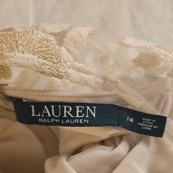 Ralph Lauren Cream and Gold Floral Mini Dress - Picture 2 of 15
